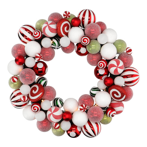 Ghirlanda tonda natalizia con palline e con luce Led decorazione natalizia Ø 65 cm