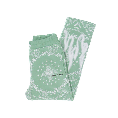 VISION OF SUPER Pantalone Tuta Leggero Uomo Bandana Print Pants Green da uomo
