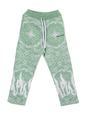 VISION OF SUPER Pantalone Tuta Leggero Uomo Bandana Print Pants Green da uomo