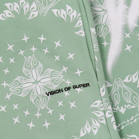 VISION OF SUPER Pantalone Tuta Leggero Uomo Bandana Print Pants Green da uomo