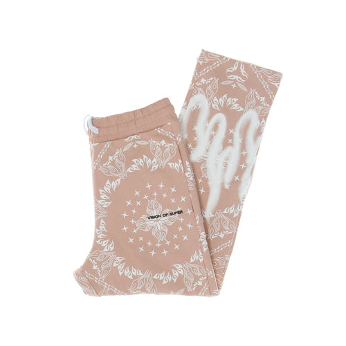 VISION OF SUPER Pantalone Tuta Leggero Uomo Bandana Print Pants Pink da uomo