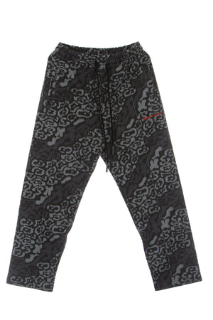 VISION OF SUPER Pantalone Tuta Leggero Uomo Allover Leopard Pants Black da uomo