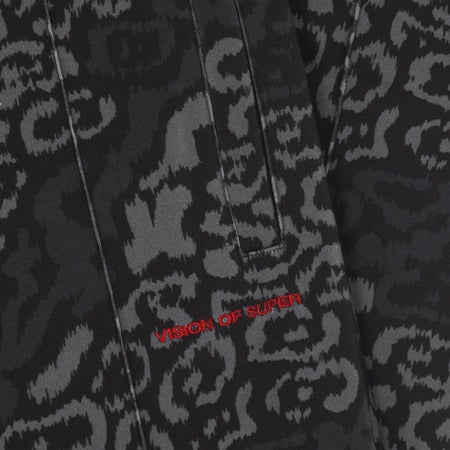 VISION OF SUPER Pantalone Tuta Leggero Uomo Allover Leopard Pants Black da uomo