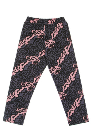VISION OF SUPER Pantalone Tuta Leggero Uomo Allover Leopard Pants Pink/grey da uomo