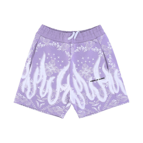 VISION OF SUPER Pantalone Corto Tuta Uomo Bandana Print Shorts Purple da uomo