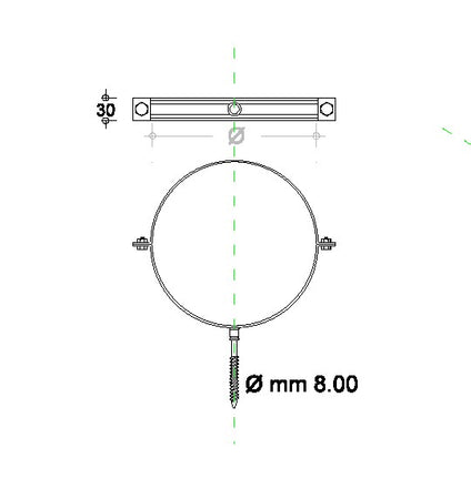 Collare zincato fascetta murale completo di fissaggio da 180mm