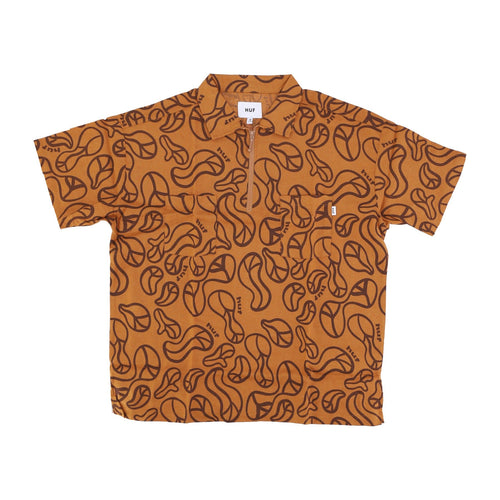 HUF Camicia Manica Corta Donna Groovy Zip Work Shirt Burnt Orange da donna