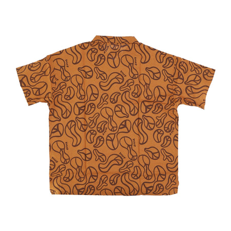 HUF Camicia Manica Corta Donna Groovy Zip Work Shirt Burnt Orange da donna