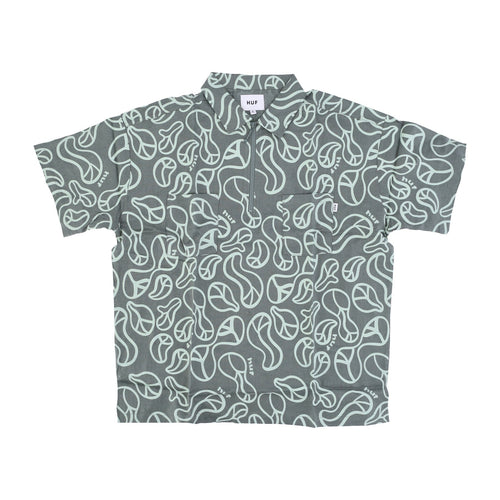 HUF Camicia Manica Corta Donna Groovy Zip Work Shirt Sage da donna