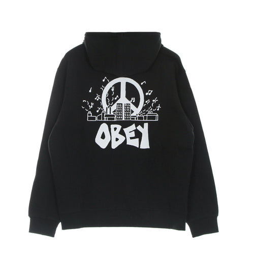 OBEY Felpa Leggera Cappuccio Uomo City Block Premium French Terry Hood Black da uomo