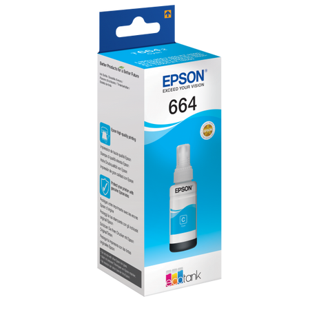 Cartuccia originale ad inchiostro Epson T6642 - Flacone di inchiostro originale per stampanti Epson Ecotank - Ciano