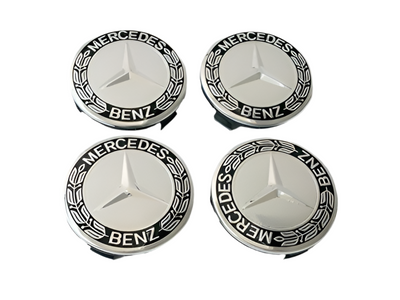 SET 4 Tappi mozzo AMG MERCEDES BENZ Cerchi in Lega Coprimozzo da 75 mm Borchie NERO