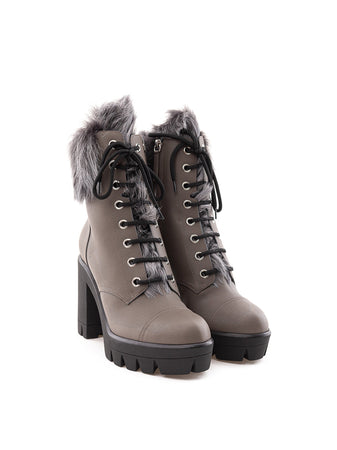 Giuseppe Zanotti Stivaletto Combat con Pelliccia interna da donna