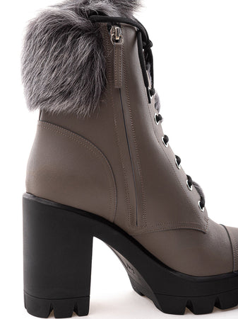 Giuseppe Zanotti Stivaletto Combat con Pelliccia interna da donna