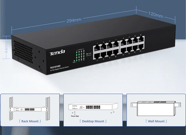 Switch 16 Porte 10/100/1000 Gigabit Non Gestito, TEG1016D