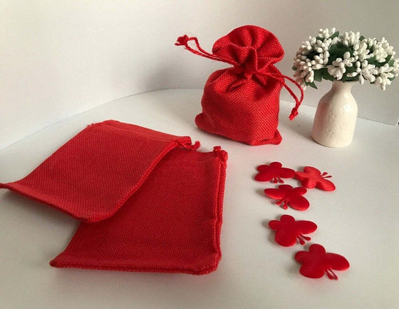 25 Sacchetti Di Juta Rossi Bomboniere Confetti Compleanni Matrimonio Regali Casa e cucina/Hobby creativi/Materiali per hobby creativi/Forniture per feste/Bomboniere Trade Shop italia - Napoli, Commerciovirtuoso.it
