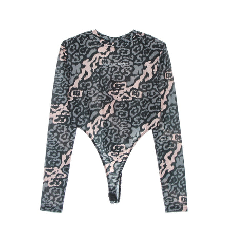 VISION OF SUPER Body Donna Allover Leopard Body Pink/grey da donna