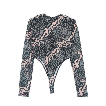 VISION OF SUPER Body Donna Allover Leopard Body Pink/grey da donna