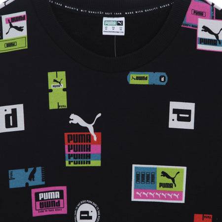 PUMA Felpa Leggera Girocollo Donna Brand Love Oversized All Over Print Crew Black da donna