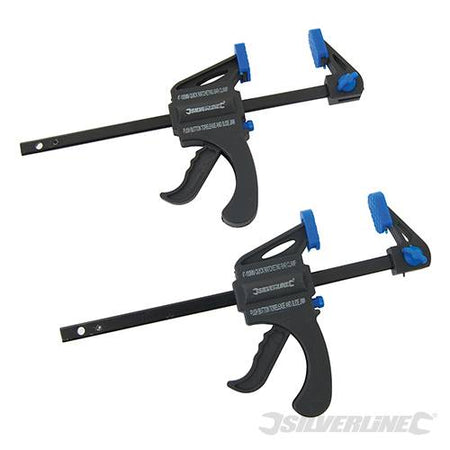 Mini morse morsetti stringenti a molla falegnameria 100 e 150 mm Silverline 2 pezzi Silverline