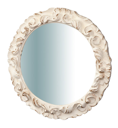 Biscottini Specchiera da parete in legno finitura bianco anticato L40XPR3XH40 cm Made in Italy