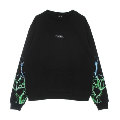PHOBIA Felpa Leggera Girocollo Uomo Lightning Crewneck Black/green/lightblue da uomo