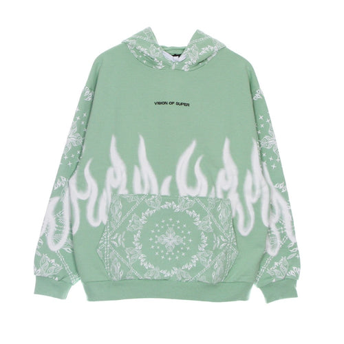 VISION OF SUPER Felpa Leggera Cappuccio Uomo Bandana Print Hoodie Green da uomo