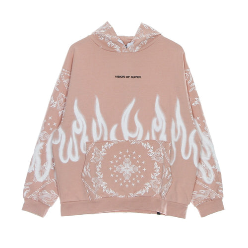 VISION OF SUPER Felpa Leggera Cappuccio Uomo Bandana Print Hoodie Pink da uomo