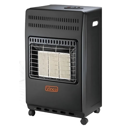 VINCO COD.71406 Stufa A Gas Con Bombola 4200W Con 3 Fuochi- Nero Opaco+Kit Montaggio Stufe,0.5 Metri