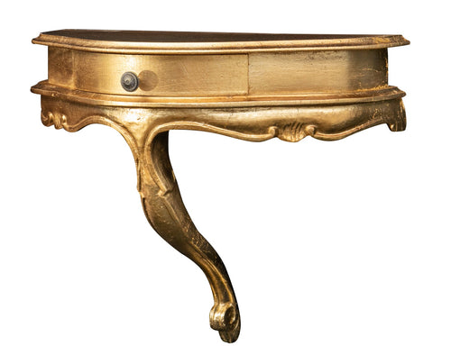Biscottini Mensola a muro in legno finitura foglia oro anticato L50xPR24xH40 cm Made in Italy