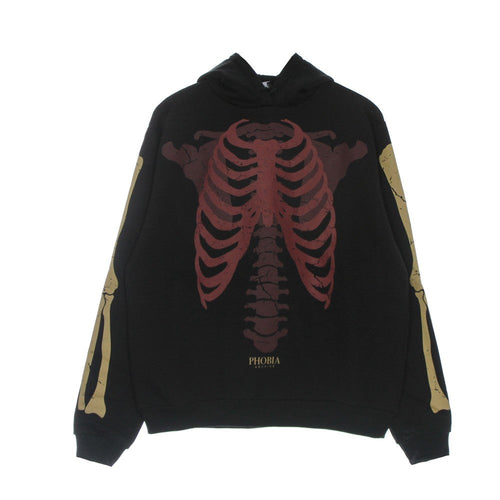 PHOBIA Felpa Leggera Cappuccio Uomo Skeleton Print Hoodie Black/red da uomo