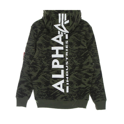 ALPHA INDUSTRIES Felpa Cappuccio Uomo Back Print Hoodie Camo Brushstroke Green da uomo