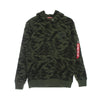 ALPHA INDUSTRIES Felpa Cappuccio Uomo Back Print Hoodie Camo Brushstroke Green da uomo