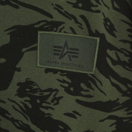 ALPHA INDUSTRIES Felpa Cappuccio Uomo Back Print Hoodie Camo Brushstroke Green da uomo