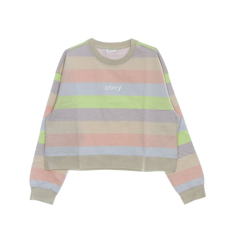 OBEY Felpa Leggera Girocollo Corta Donna Chelsea Crew Specialty Fleece Clay Multi da donna