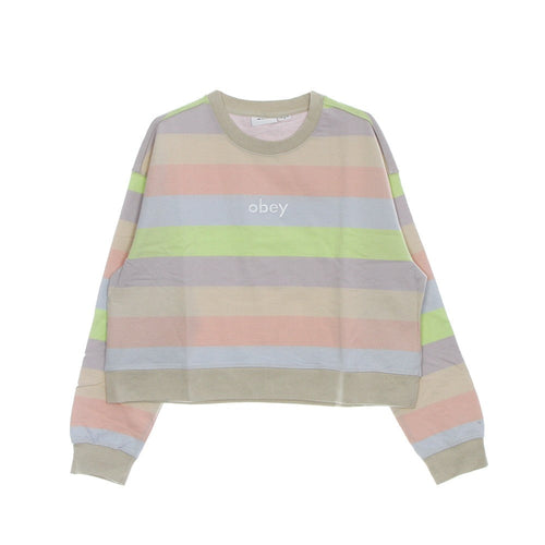 OBEY Felpa Leggera Girocollo Corta Donna Chelsea Crew Specialty Fleece Clay Multi da donna