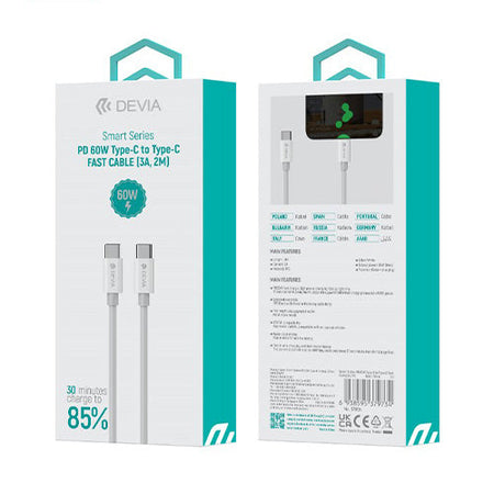 CAVO TypeC/TypeC 3A APPLE 2Mt 60W DEVIA