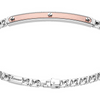 Zancan - Bracciale a grumetta in argento con targa ed inserti in oro rosa.