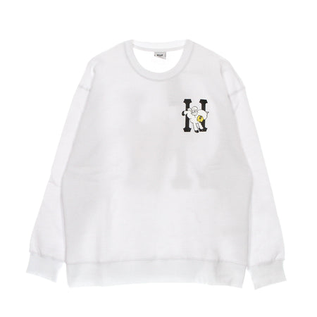 HUF Felpa Girocollo Donna Flocked Classic H Crew White da donna