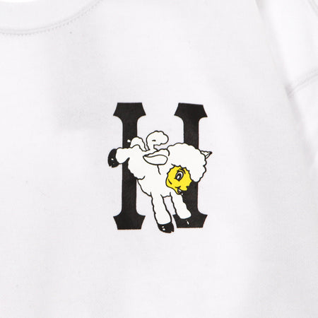 HUF Felpa Girocollo Donna Flocked Classic H Crew White da donna