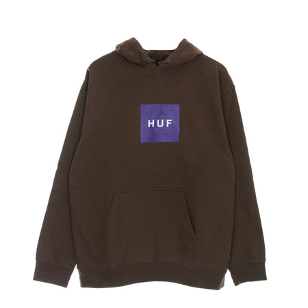 HUF Felpa Cappuccio Uomo Essentials Box Logo P/o Hoodie Brown da uomo
