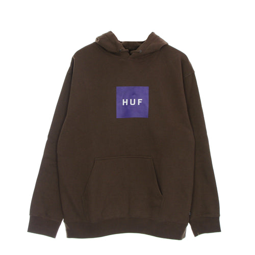 HUF Felpa Cappuccio Uomo Essentials Box Logo P/o Hoodie Brown da uomo