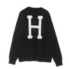 HUF Felpa Girocollo Uomo Essentials Classic H Crew Black da uomo