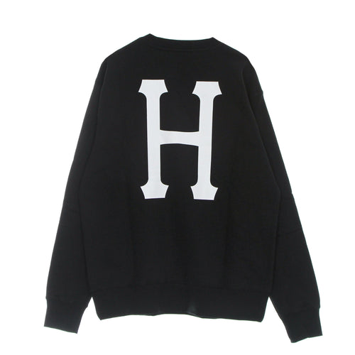 HUF Felpa Girocollo Uomo Essentials Classic H Crew Black da uomo