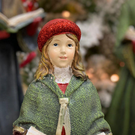Statuette Famiglia "Cantori" con colori natalizi in poli-resina h 40 cm Storia Dino Bianchi 2021