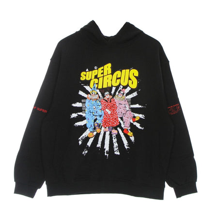 VISION OF SUPER Felpa Leggera Cappuccio Uomo Clowns Print Oversize Hoodie Black da uomo