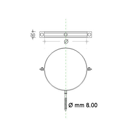 Collare fascetta murale inox 180mm spessore 8 decimi AISI 304