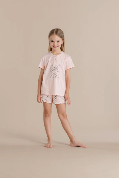 Pigiama bambina in cotone maglia manica corta e pantalone corto - Noi di notte 2513