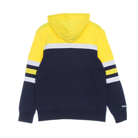 MITCHELL & NESS Felpa Cappuccio Uomo Ncaa Head Coach Hoodie Msuspa Navy/yellow da uomo