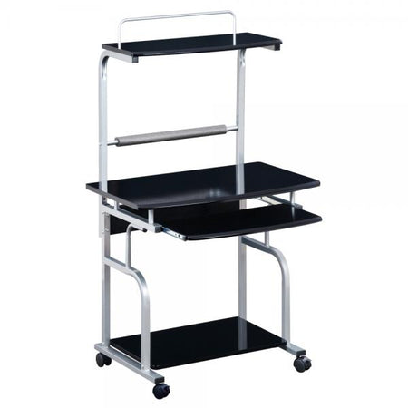 TECHLY ICA-TB 7800BK - SCRIVANIA MOBILE CON PIANO TASTIERA ESTRAIBILE - NERO LUCIDO